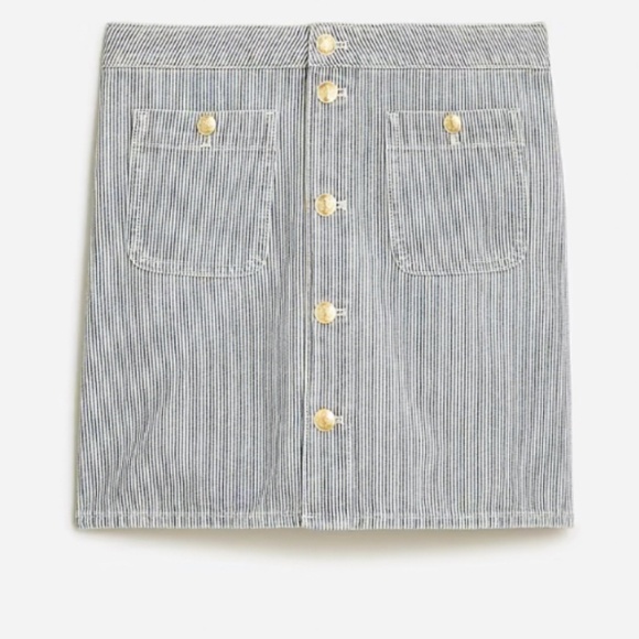 NWT ** J.Crew Blue/ Ivory Striped denim mini skirt SZ 26 - Picture 2 of 6